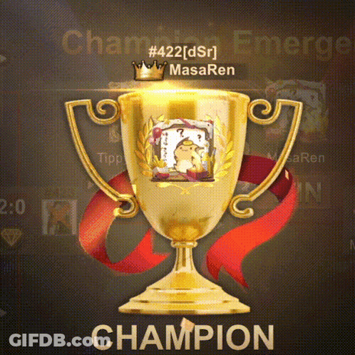 Gold Trophy Saying Champion GIF