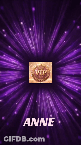 Gold VIP Logo With Name Anne On Purple GIF