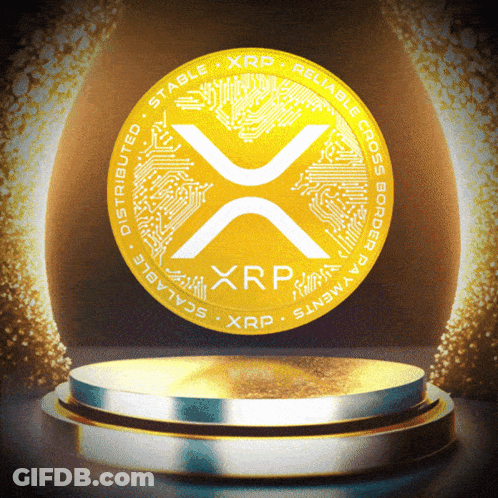 Gold XRP Coin On Podium GIF