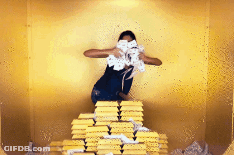 Golden Bars Shower Money Rain Rich Kid Flex GIF