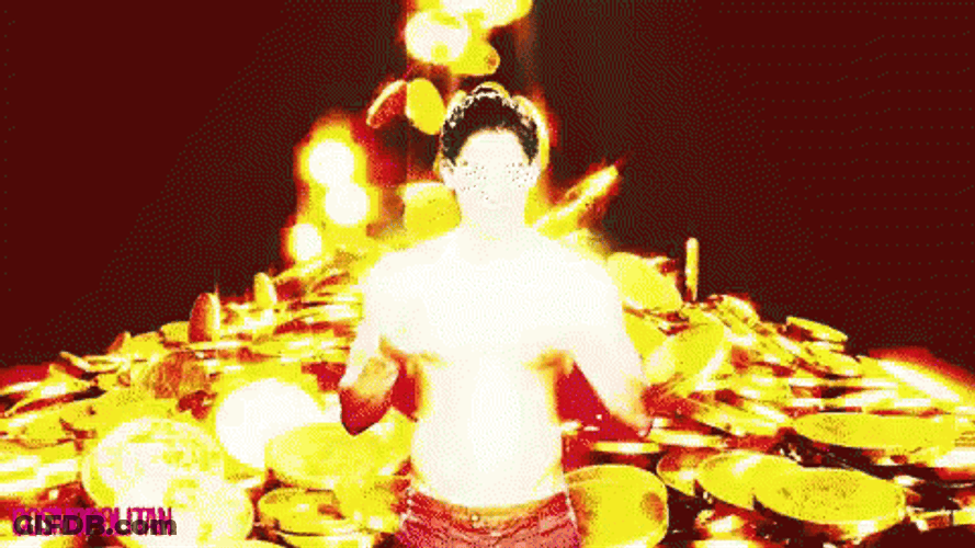 Golden Coins Shower Make It Rain Hot Men GIF