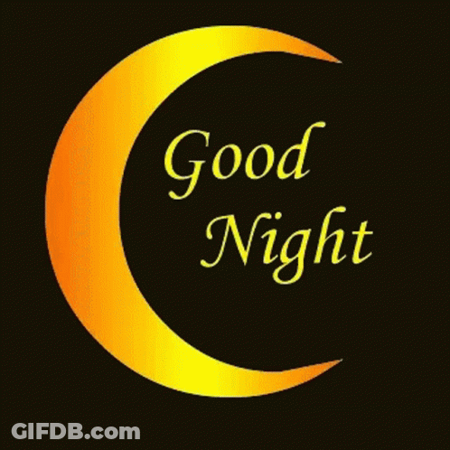 Golden Crescent Moon Saying Good Night GIF