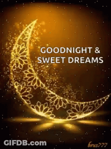 Golden Crescent Moon Saying Goodnight Sweet Dreams GIF