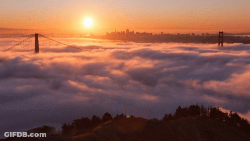 Golden Gate Bridge Fog At Sunrise GIF