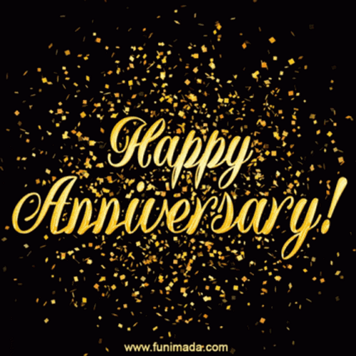 Golden Glitter Happy Anniversary GIF