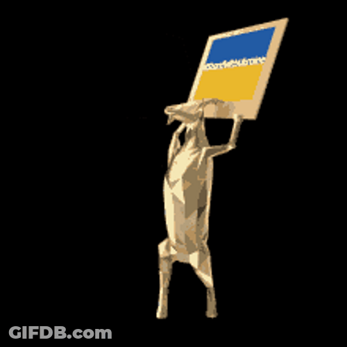 Golden Goat Holding The Flag Of Ukraine GIF