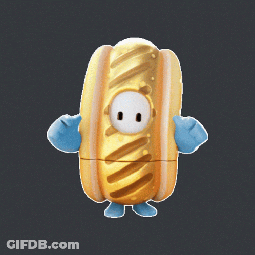 Golden Hot Dog With Blue Arms And Legs GIF