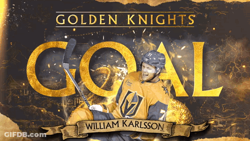 Golden Knights Hockey Player Holding Puck GIF