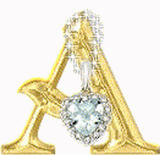 Golden Letter A With Heart Shaped Jewelry GIF
