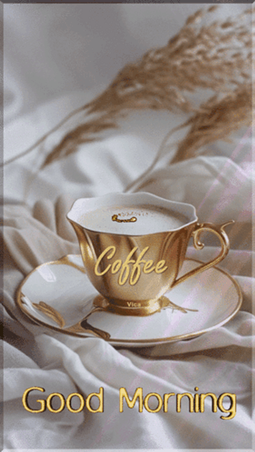 Golden Mug Of Coffee Good Morning GIF