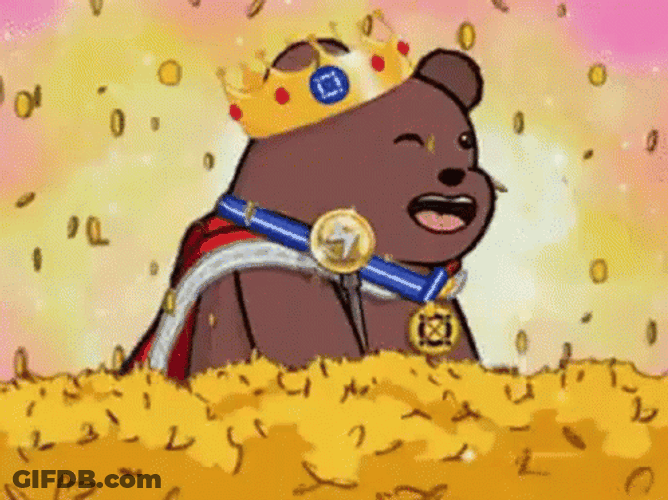 Golden Shower Coins Crown Rich Super Rare Bears GIF