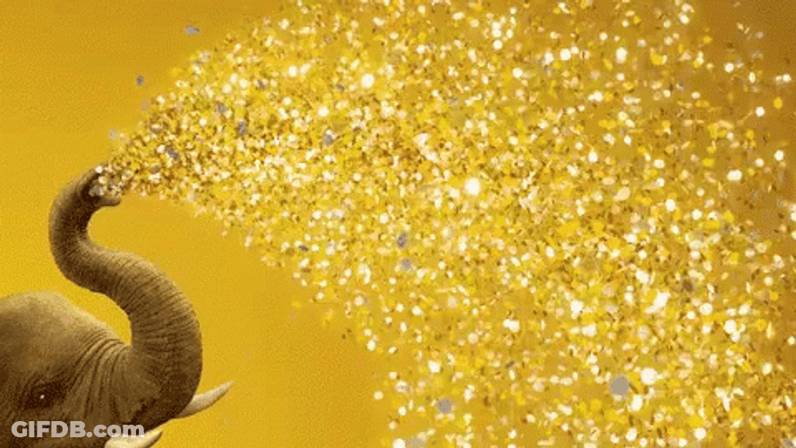 Golden Shower Confetti Rain Elephant Nose Trunk GIF