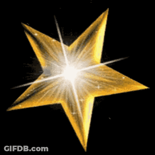 Golden Star With Glowing Center On Black Background GIF