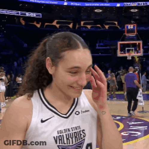 Golden State Valkyries Player Wiping Face GIF
