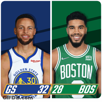 Golden State Warriors And Boston Celtics Players Side By Side GIF