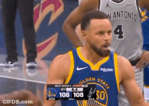 Golden State Warriors Basketball Player Stephen Curry Is Smoking A Cigarette During A Basketball Game . GIF
