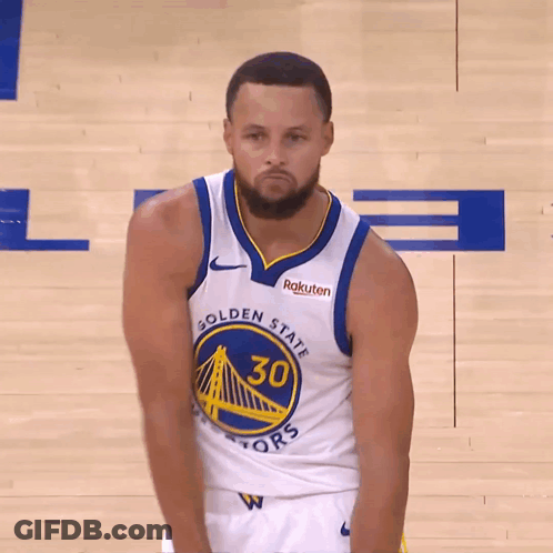Golden State Warriors Basketball Player Stephen Curry Wearing A White Jersey With The Number 30 On It GIF