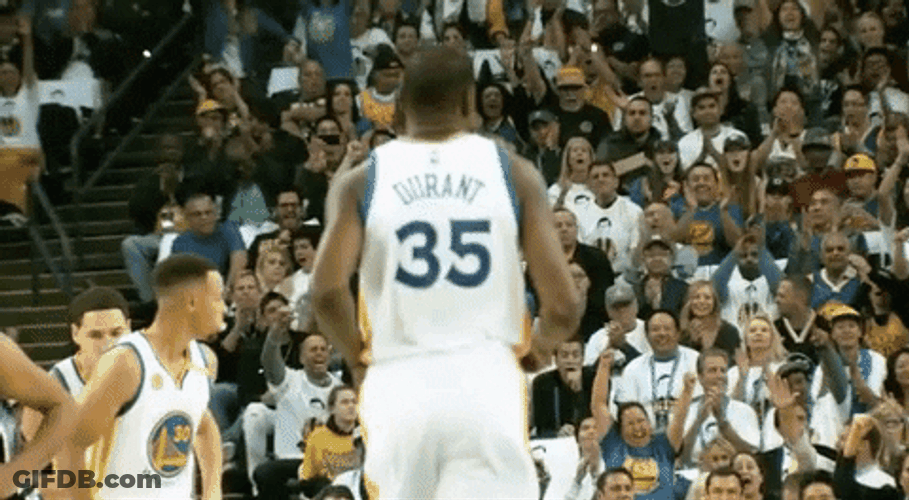 Golden State Warriors Kevin Durant Walking Backwards GIF
