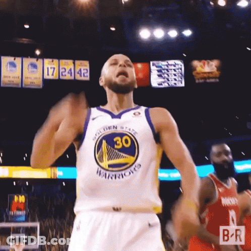 Golden State Warriors Player Stephen Curry Is Dancing On The Court During A Game GIF