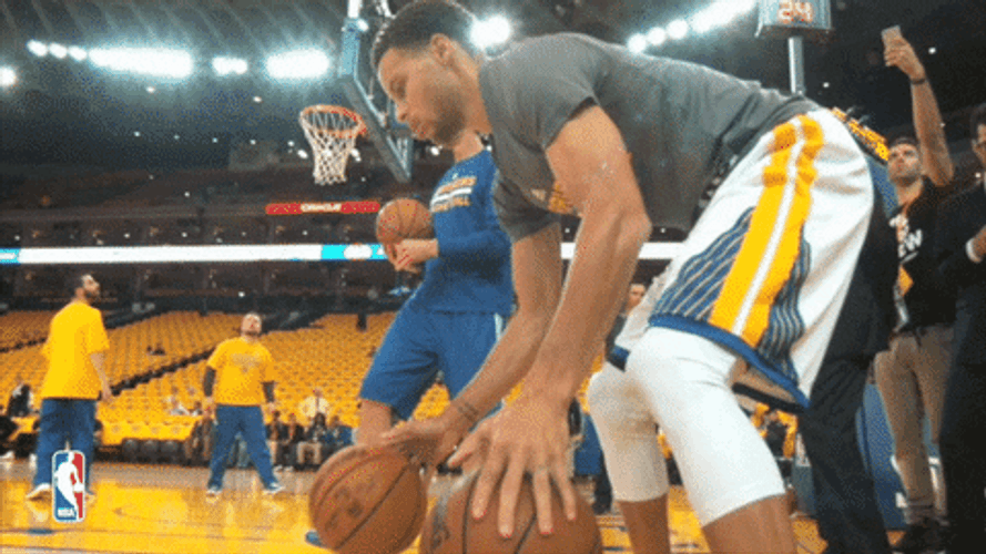 Golden State Warriors Stephen Curry Dribbling Basketballs GIF