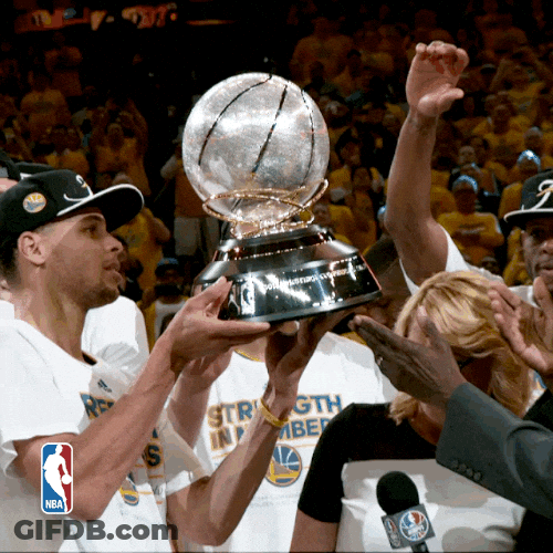 Golden State Warriors Stephen Curry Lifting Trophy GIF