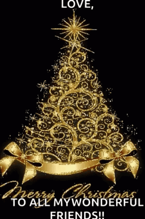 Golden Tree Merry Christmas Friend GIF