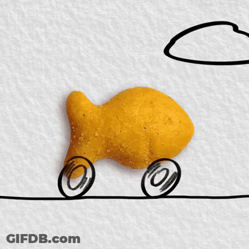Goldfish Cracker On Wheels GIF