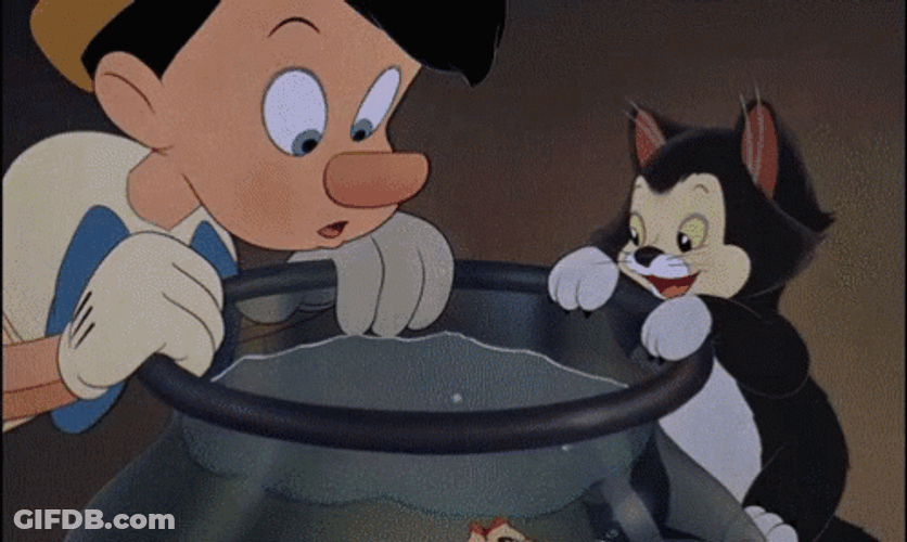 Goldfish Kissing Pinocchio And Figaro GIF