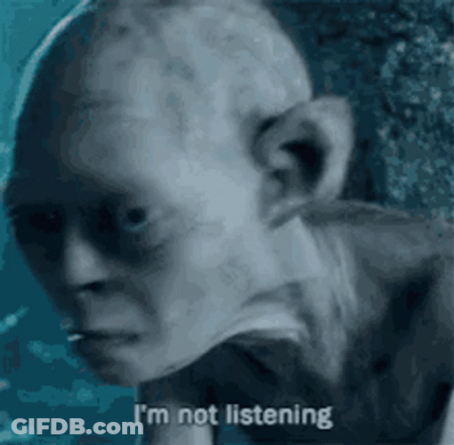 Golemn Scared Not Listening GIF