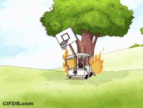 Golf Cart With Basketball Hoop GIF