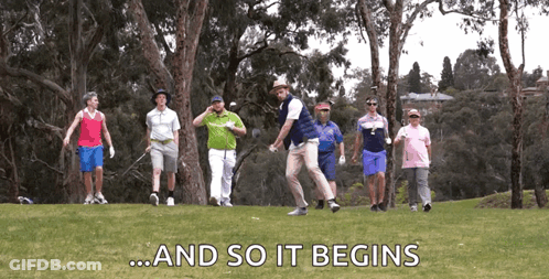 Golfers On Course Saying And So It Begins GIF