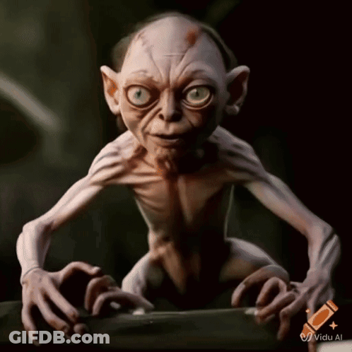 Gollum Cartoon With Pen GIF