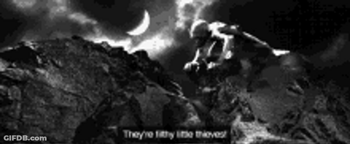 Gollum Climbing Rocky Mountain GIF
