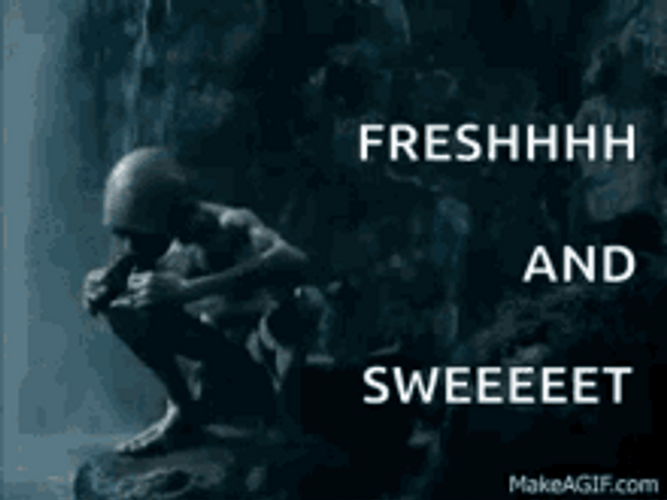 Gollum Eating Fresh Fish GIF