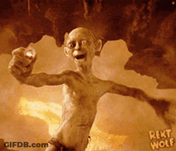 Gollum Falling Into Lava GIF