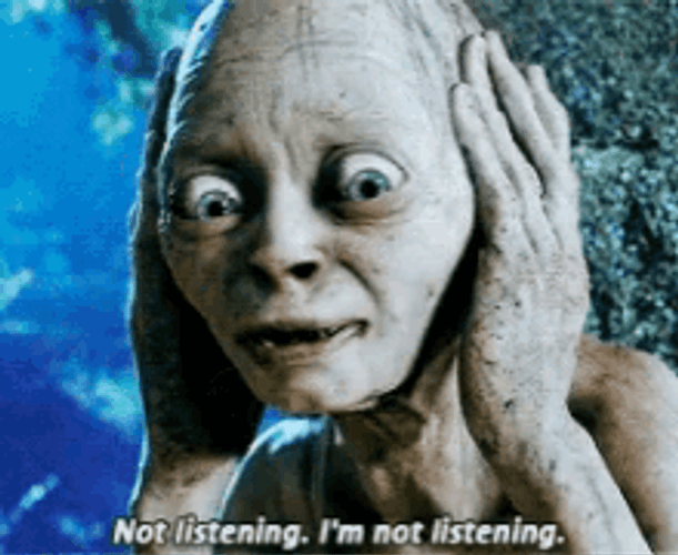 Gollum Refusing To Listen GIF