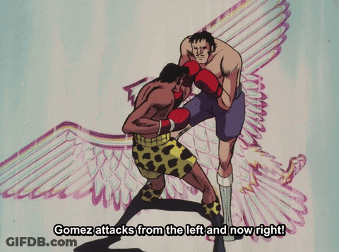 Gomez Attacks From Left And Right Boxing Cartoon GIF