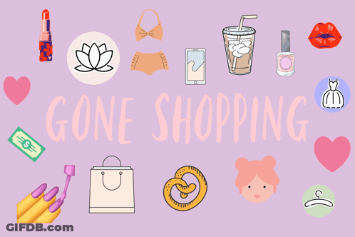 Gone Shopping Icons On Blue Background GIF