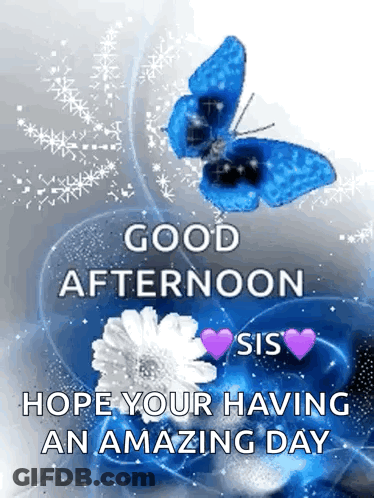 Good Afternoon Greeting Card With Lake And Cherry Blossoms GIF