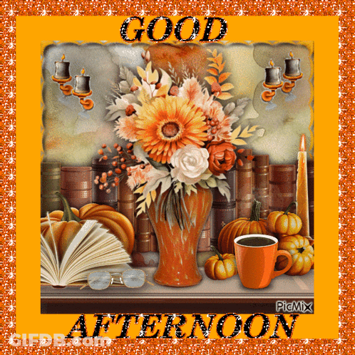 Good Afternoon Greeting With Vase Of Flowers GIF