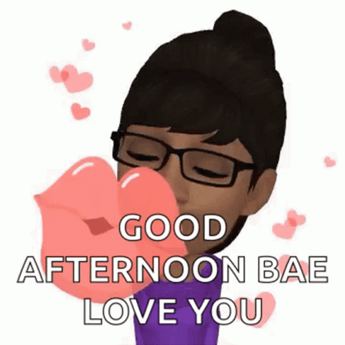 Good Afternoon My Love Animated Woman Blowing Kiss GIF