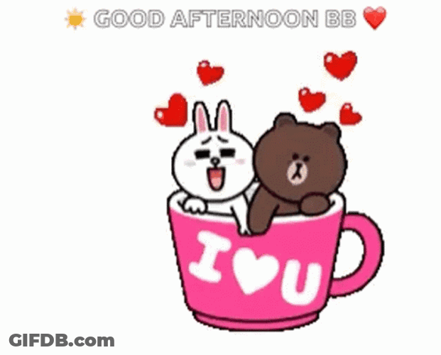 Good Afternoon My Love Line Sticker Brown Cony GIF