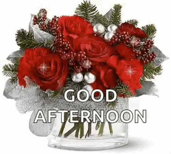 Good Afternoon Sparkling Red Flower GIF