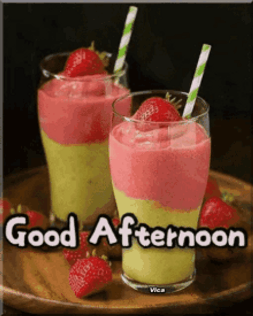Good Afternoon Strawberry Smoothie GIF