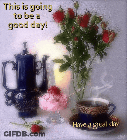 Good Day Card With Coffee And Ice Cream GIF