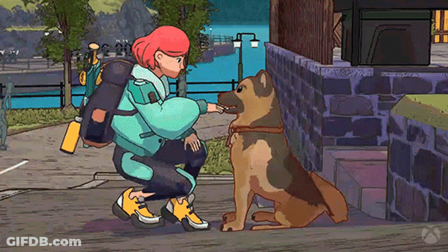 Good Dog Getting Pets Anime GIF