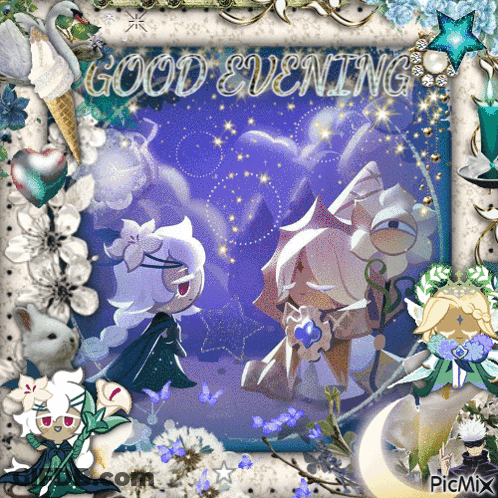 Good Evening Greeting Card With Cookies And Ice Cream Cones GIF