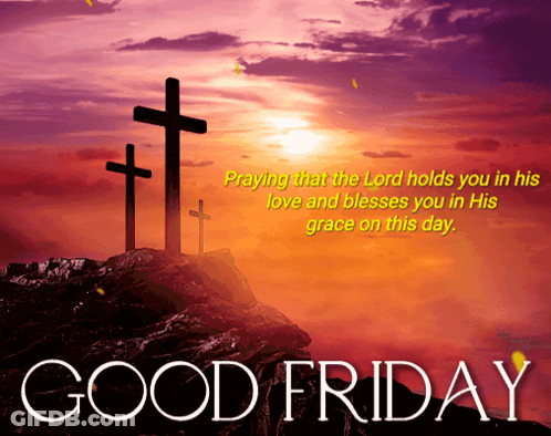 Good Friday Greeting Card With Three Crosses On Hill GIF