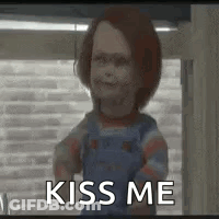 Good Guy Chucky Saying Kiss Me GIF