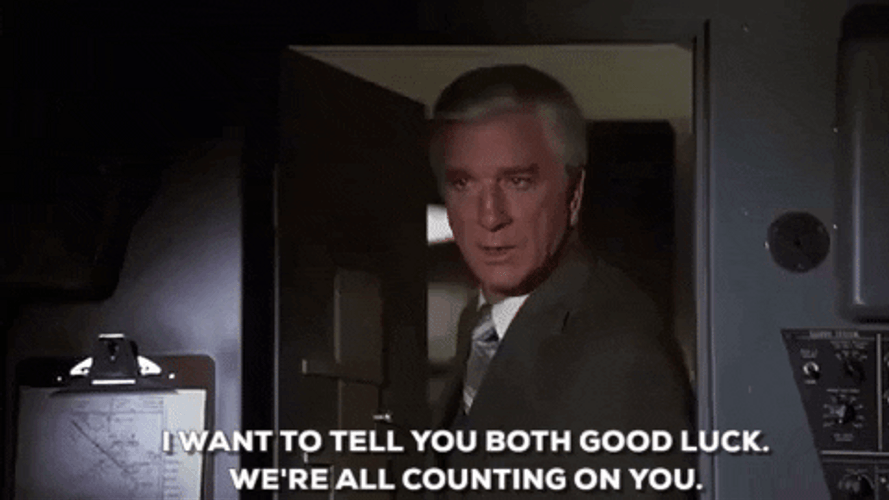 Good Luck Leslie Nielsen Airplane GIF